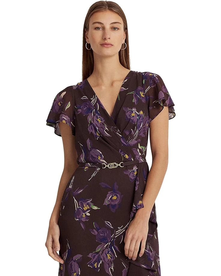 Lauren Ralph Lauren Floral Belted Georgette Flutter-Sleeve Gown | Dresses 3 Lauren Ralph Lauren Floral Belted Georgette Flutter-Sleeve Gown | Dresses - Image 3