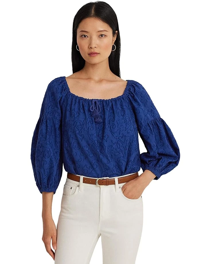 Lauren Ralph Lauren Paisley Cotton Jacquard Blouse | Shirts & Tops 1 Lauren Ralph Lauren Paisley Cotton Jacquard Blouse | Shirts & Tops