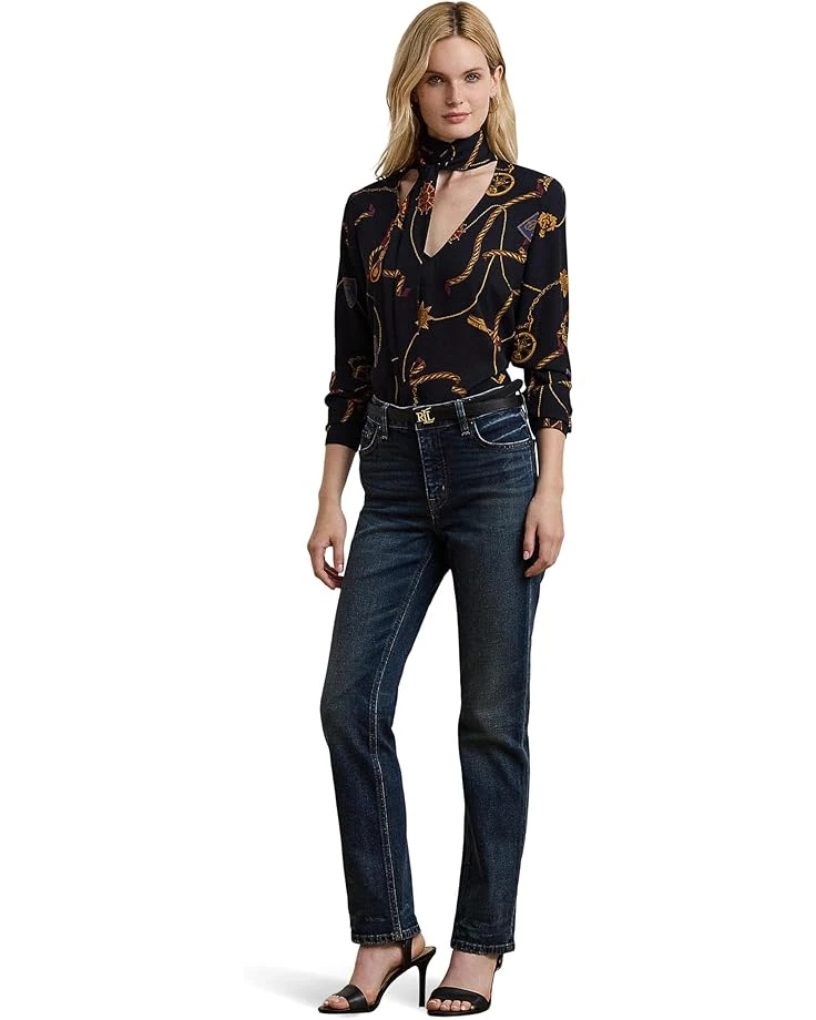 Lauren Ralph Lauren Belting-Print Georgette Tie-Neck Blouse | Shirts & Tops 4 Lauren Ralph Lauren Belting-Print Georgette Tie-Neck Blouse | Shirts & Tops - Image 4