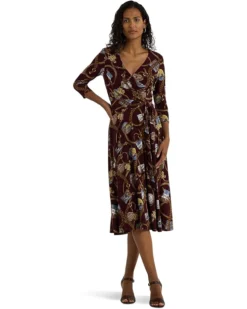 Lauren Ralph Lauren Belting-Print Surplice Jersey Dress | Dresses