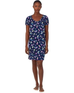 Lauren Ralph Lauren Short Sleeve V-Neck Gown | Sleepwear