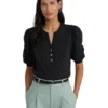Lauren Ralph Lauren Lace-Trim Jersey Puff-Sleeve Henley Tee | Shirts & Tops