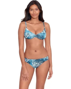 Lauren Ralph Lauren Indigo Patchwork Scoop Shirred Bikini Top | Swimwear