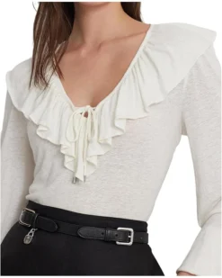 Lauren Ralph Lauren Ruffle-Trim Jersey Tie-Neck Top | Shirts & Tops -Lauren Ralph Store 71kkhteyzkL. AC SR736920