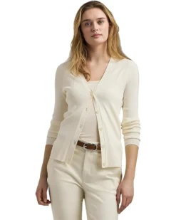 Lauren Ralph Lauren Ribbed V-Neck Cardigan | Sweaters