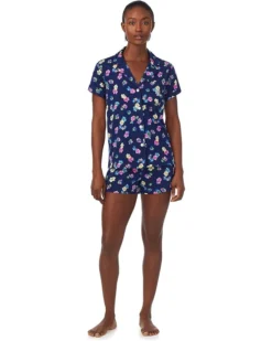 Lauren Ralph Lauren Short Sleeve Notch Collar Boxer PJ Set | Sleepwear
