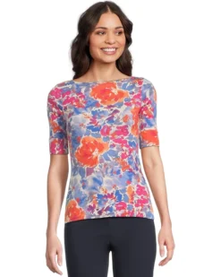 Lauren Ralph Lauren Petite Floral Stretch Cotton Boatneck Tee | Shirts & Tops -Lauren Ralph Store 71rEGAHY37L. AC SR736920