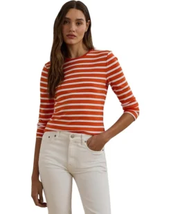 Lauren Ralph Lauren Striped Stretch Cotton Long-sleeve Tee | Shirts & Tops
