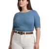 Lauren Ralph Lauren Plus-Size Cotton-Blend Boatneck Top | Shirts & Tops