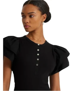 Lauren Ralph Lauren Stretch Cotton Flutter-Sleeve Henley Top | Shirts & Tops -Lauren Ralph Store 71tNrU3L6BL. AC SR736920