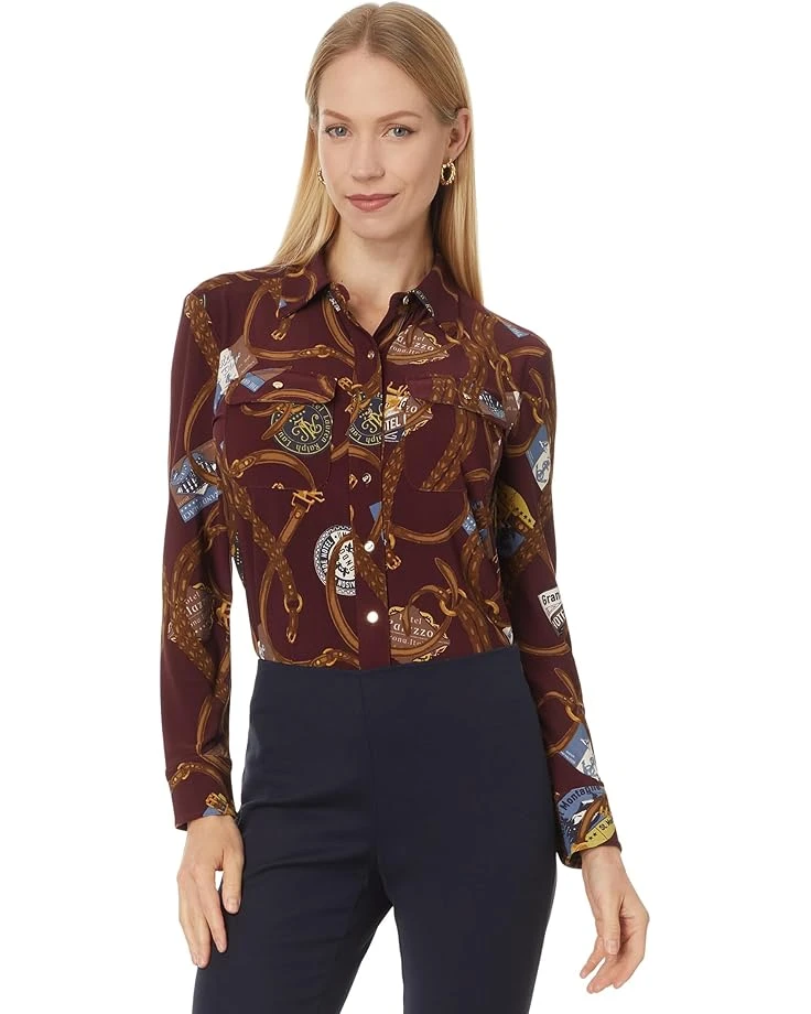 Lauren Ralph Lauren Slim Fit Print Stretch Jersey Shirt | Sweaters 1 Lauren Ralph Lauren Slim Fit Print Stretch Jersey Shirt | Sweaters