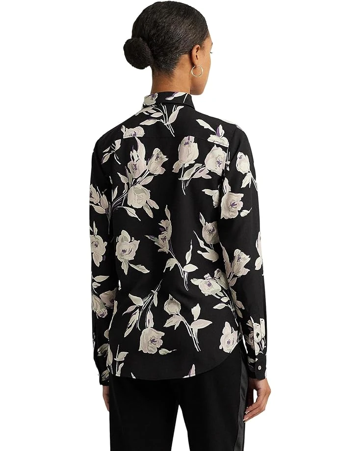 Lauren Ralph Lauren Petite Classic Fit Floral Crepe de Chine Shirt | Shirts & Tops 2 Lauren Ralph Lauren Petite Classic Fit Floral Crepe de Chine Shirt | Shirts & Tops - Image 2