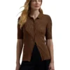 Lauren Ralph Lauren Rib-Knit Elbow-Sleeve Polo Cardigan | Sweaters
