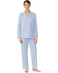 Lauren Ralph Lauren Organic Cotton Long Sleeve Notch Collar PJ Set | Sleepwear