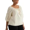 Lauren Ralph Lauren Plus-Size Paisley Cotton Jacquard Blouse | Shirts & Tops
