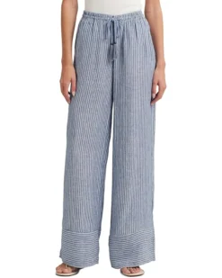 Lauren Ralph Lauren Pinstripe Linen Wide-Leg Pants | Jeans