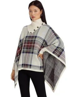 Lauren Ralph Lauren Checked Plaid Wool-Blend Poncho | Sweaters