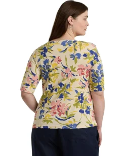 Lauren Ralph Lauren Plus-Size Floral Stretch Cotton Boatneck Tee | Shirts & Tops -Lauren Ralph Store 810cis3HHNL. AC SR736920