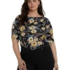 Lauren Ralph Lauren Plus Size Floral Stretch Cotton Boatneck Tee | Shirts & Tops