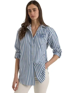 Lauren Ralph Lauren Petite Oversize Striped Cotton Broadcloth Shirt | Shirts & Tops