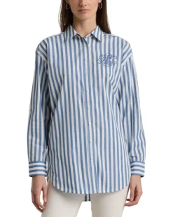 Lauren Ralph Lauren Oversize Striped Cotton Broadcloth Shirt | Shirts & Tops