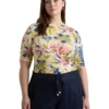 Lauren Ralph Lauren Plus-Size Floral Stretch Cotton Boatneck Tee | Shirts & Tops