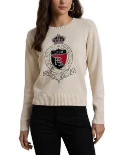 Lauren Ralph Lauren Intarsia-Knit Crest Cotton Sweater | Sweaters -Lauren Ralph Store 81Dtljp5JAL. AC SR736920