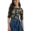 Lauren Ralph Lauren Floral Stretch Cotton Boatneck Tee | Shirts & Tops