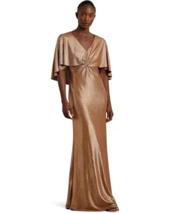 Lauren Ralph Lauren Metallic Knit Twist-Front Cape Gown | Dresses 9 Lauren Ralph Lauren Metallic Knit Twist-Front Cape Gown | Dresses -Lauren Ralph Store 81KyvxEITnL. AC SR736920
