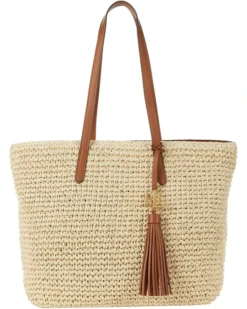 Lauren Ralph Lauren Crochet-Straw Medium Whitney Tote | Handbags