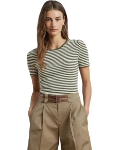 Lauren Ralph Lauren Striped Stretch Cotton Crewneck Tee | Shirts & Tops -Lauren Ralph Store 81OEJ2uA9zL. AC SR736920