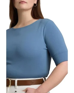 Lauren Ralph Lauren Plus-Size Cotton-Blend Boatneck Top | Shirts & Tops -Lauren Ralph Store 81QYQuqdj L. AC SR736920