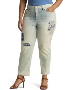 Lauren Ralph Lauren Plus-Size Patchwork Relaxed Tapered Ankle Jean | Jeans