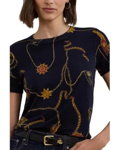 Lauren Ralph Lauren Petite Print Cotton-Blend Short-Sleeve Sweater | Sweaters -Lauren Ralph Store 81a8tvAxpUL. AC SR736920