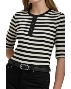 Lauren Ralph Lauren Striped Stretch Cotton Henley Tee | Shirts & Tops -Lauren Ralph Store 81bMeUeOwcL. AC SR736920