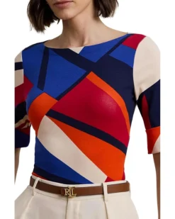 Lauren Ralph Lauren Print Stretch Cotton Boatneck Tee | Shirts & Tops -Lauren Ralph Store 81biZGOGf4L. AC SR736920