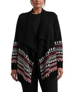 Lauren Ralph Lauren Plus Size Fair Isle Cotton Shawl-Collar Cardigan | Sweaters
