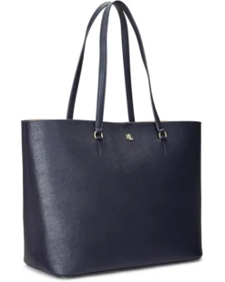 Lauren Ralph Lauren Crosshatch Leather Large Karly Tote | Handbags