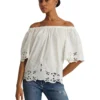 Lauren Ralph Lauren Eyelet Cotton Off-the-Shoulder Blouse | Shirts & Tops