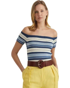 Lauren Ralph Lauren Striped Off-the-Shoulder Sweater | Shirts & Tops