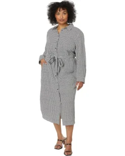 Lauren Ralph Lauren Plus-Size Houndstooth Belted Crepe Shirtdress | Dresses