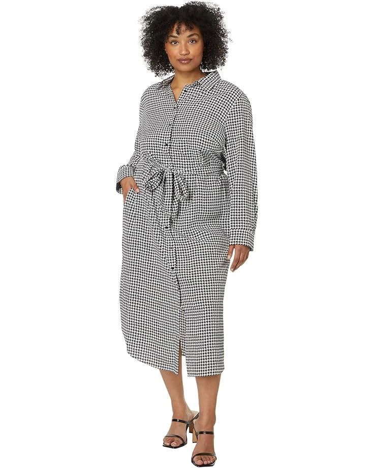 Lauren Ralph Lauren Plus-Size Houndstooth Belted Crepe Shirtdress | Dresses 1 Lauren Ralph Lauren Plus-Size Houndstooth Belted Crepe Shirtdress | Dresses