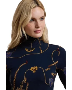 Lauren Ralph Lauren Belting-Print Stretch Jersey Turtleneck | Shirts & Tops -Lauren Ralph Store 81yMfrNkx9L. AC SR736920