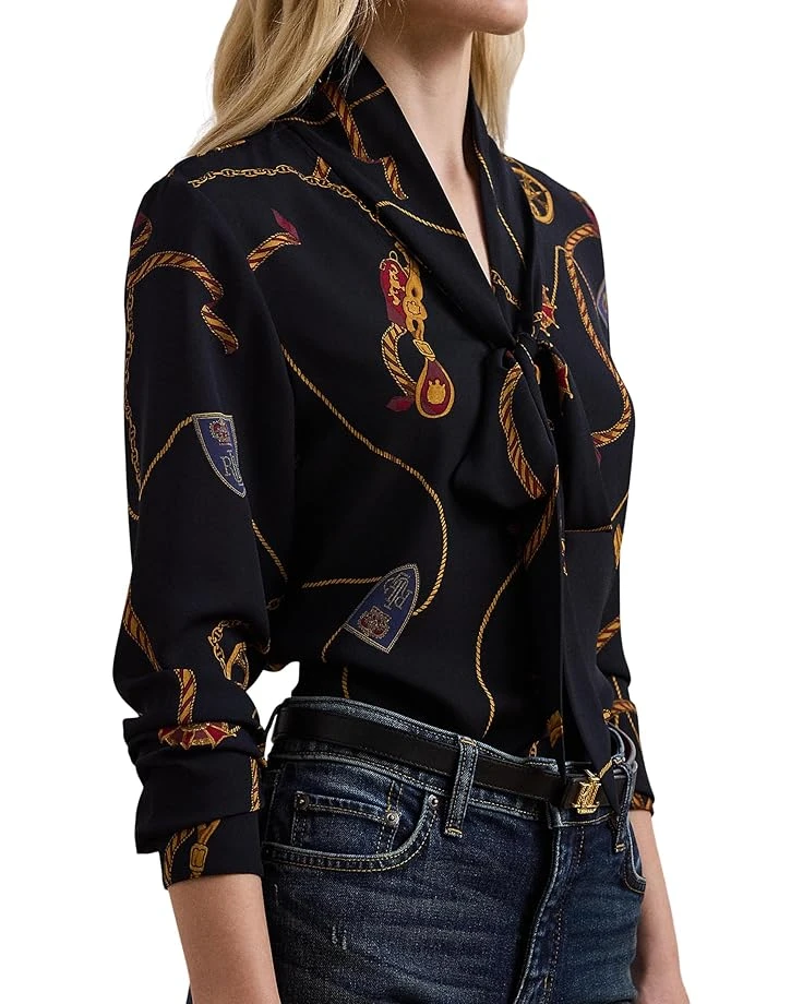Lauren Ralph Lauren Belting-Print Georgette Tie-Neck Blouse | Shirts & Tops 3 Lauren Ralph Lauren Belting-Print Georgette Tie-Neck Blouse | Shirts & Tops - Image 3