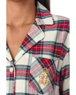 Lauren Ralph Lauren Long Sleeve Brushed Twill Notch Collar Pajama Set | Sleepwear -Lauren Ralph Store 910qPePntlL. AC SR736920