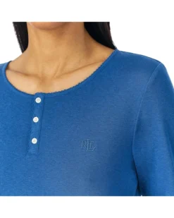 Lauren Ralph Lauren Long Sleeve Knit Henley Top Woven Pants PJ Set | Sleepwear -Lauren Ralph Store 9177nxLFEOL. AC SR736920