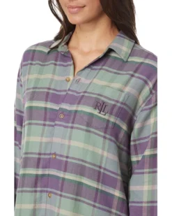 Lauren Ralph Lauren Brushed Twill Long Sleeve Sleepshirt | Sleepwear -Lauren Ralph Store 91EU1WW2l1L. AC SR736920