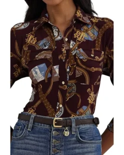 Lauren Ralph Lauren Slim Fit Print Stretch Jersey Shirt | Shirts & Tops -Lauren Ralph Store 91a4zj6xm5L. AC SR736920