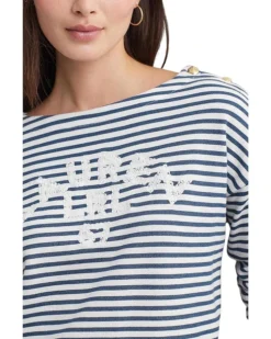 Lauren Ralph Lauren Logo Striped French Terry Top | Shirts & Tops -Lauren Ralph Store 91eGqz8p44L. AC SR736920