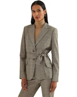 Lauren Ralph Lauren Checked Plaid Wool-Blend Twill Blazer | Coats & Outerwear